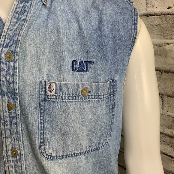 Vintage Caterpillar Denim Cut-Off Shirt - Picture 2 of 10